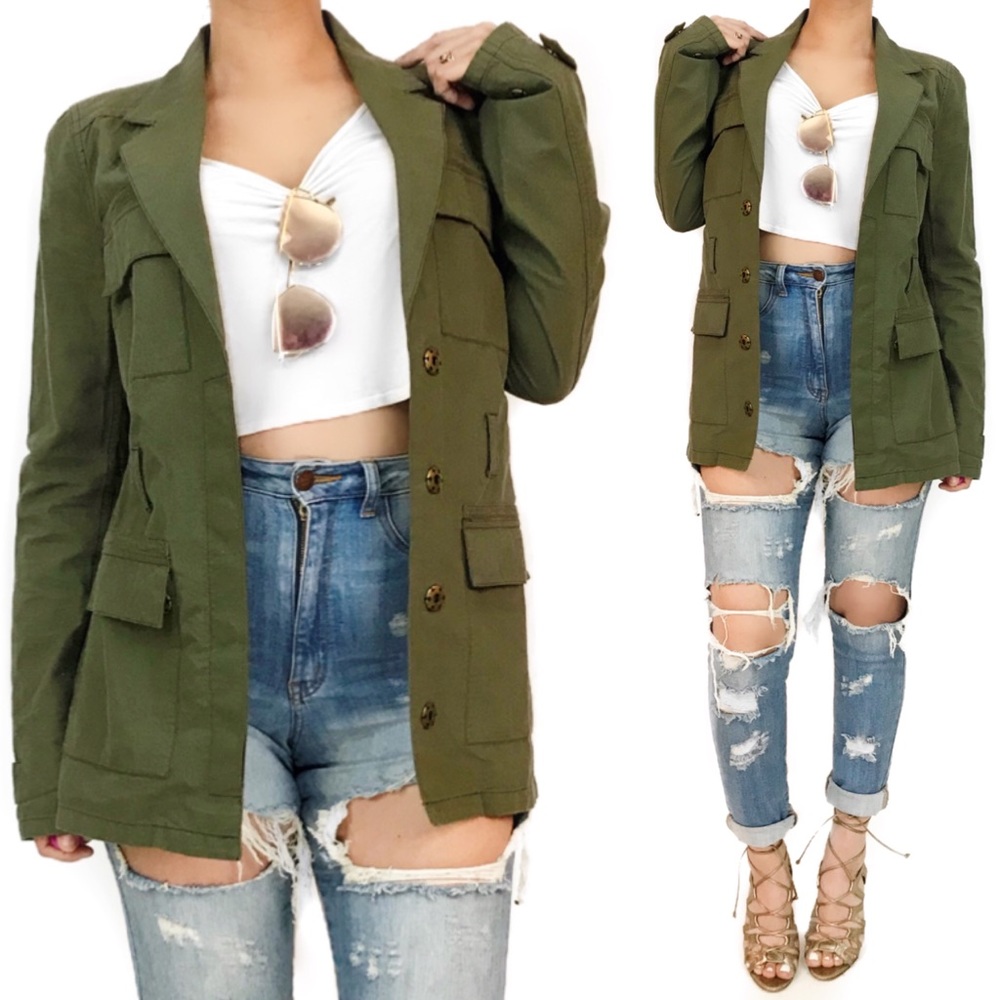 Elizabeth and James military style green jacket - Picture 2 of 6